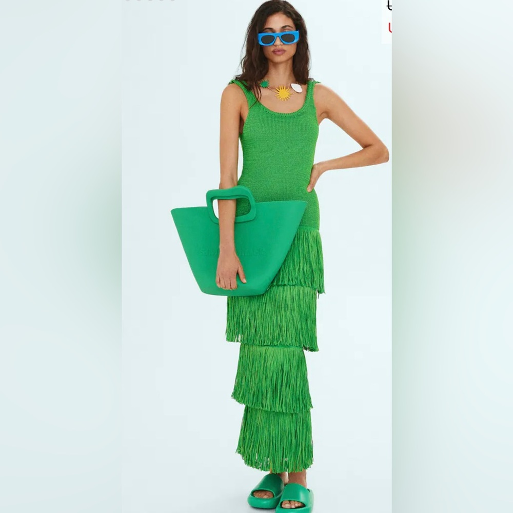 Mango Green Fringe Dress